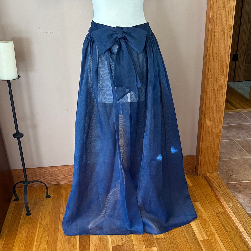 Vintage Vera Wang blue dress with organza skirt or cape. Size 10 - Picture 6 of 8